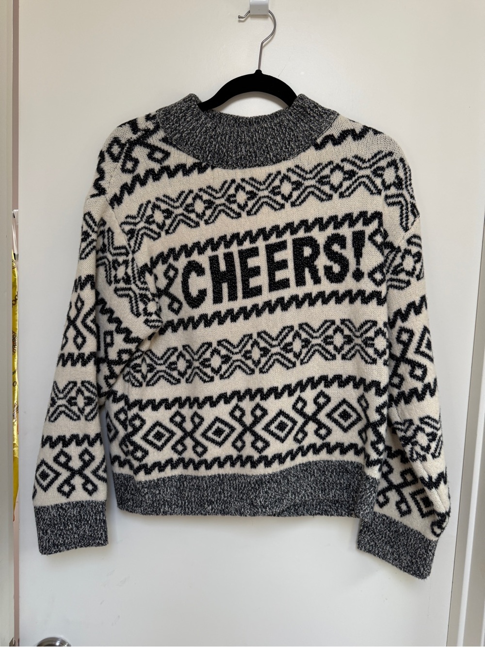 A New Day CHEERS! Black and Cream Patterned Women's Sweater